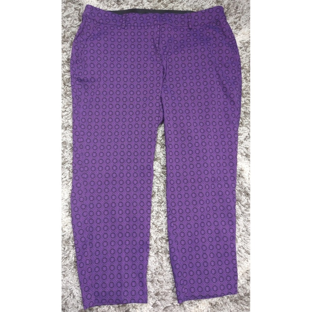 New Women's Lane Bryant The Ashley Purple & Black Curvy Ankle Pants Plus Size 20